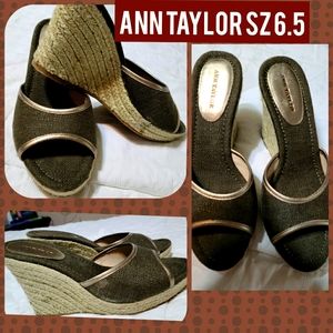 Ann Taylor Bronze Slip On Wedges